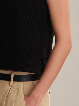 Demi High Crew Neck Tank - Black