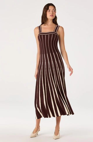 Astr Marlen Dress - Brown Cream