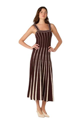 Astr Marlen Dress - Brown Cream