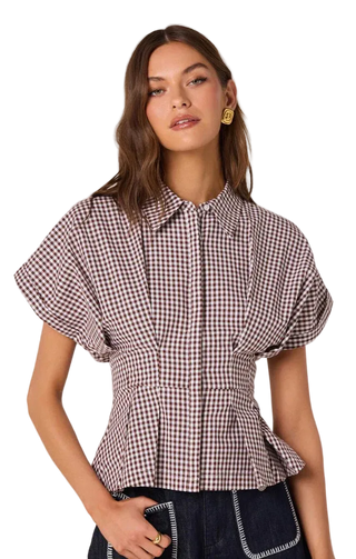 Astr Beck Top - Brown Gingham