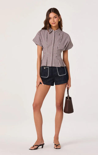 Astr Beck Top - Brown Gingham