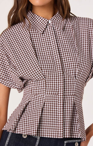 Astr Beck Top - Brown Gingham