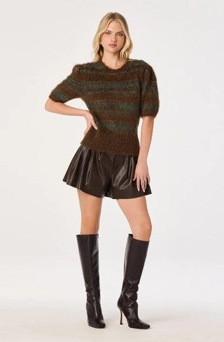 Astr Jean Sweater - Brown Green Stripe
