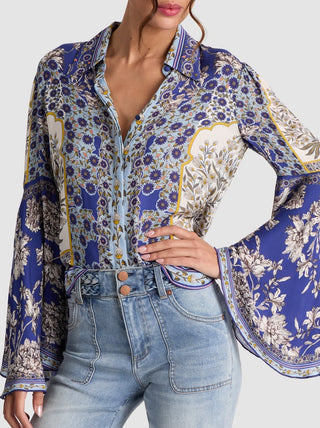 Willa Fitted Top with Bell Sleeve - Forevermore