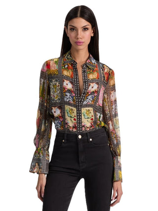 Wan Slit Cuff Button Down Blouse - Enchanted Tarrot