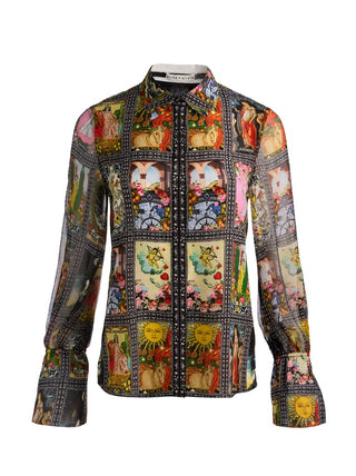 Wan Slit Cuff Button Down Blouse - Enchanted Tarrot