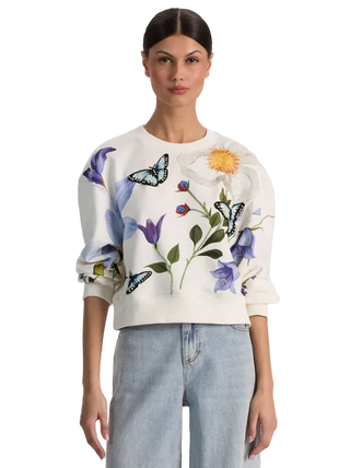 Russell Embellished Crewneck - Twisting Vines Off White
