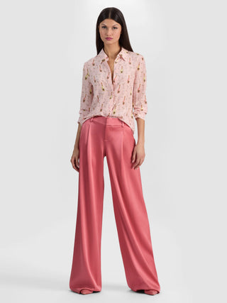 Alice + Olivia Willa Placket Top - Champagne Pop