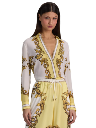 Alice + Olivia Willa Placket Top - Golden Coast