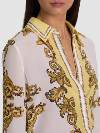 Alice + Olivia Willa Placket Top - Golden Coast