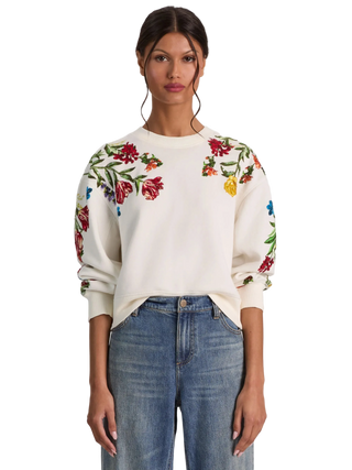 Alice + Olivia Russell Embell Crewneck - Desert Springs Vanilla