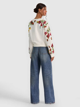Alice + Olivia Russell Embell Crewneck - Desert Springs Vanilla