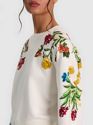 Alice + Olivia Russell Embell Crewneck - Desert Springs Vanilla
