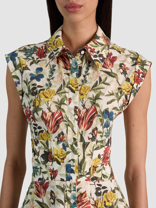 Alice + Olivia Kim Paneled Flared Mini Dress - Desert Springs Vanilla