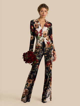 Alice + Olivia Freya Fitted Nipped Waist Top - Floral Radiance