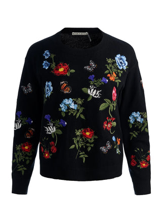 Alice + Olivia Teanna Embellished Crewneck Pullover - Black Multi