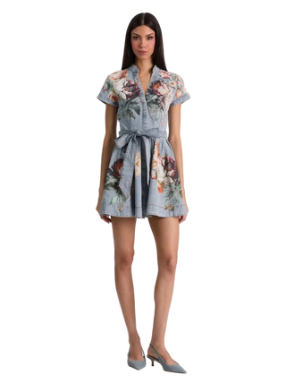 Alice + Olivia Lucy Mini Denim Shirt Dress - Sierra Vintage/Multi