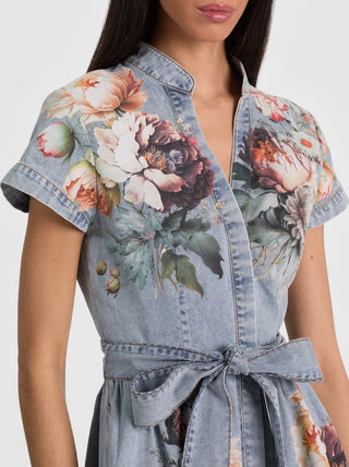 Alice + Olivia Lucy Mini Denim Shirt Dress - Sierra Vintage/Multi
