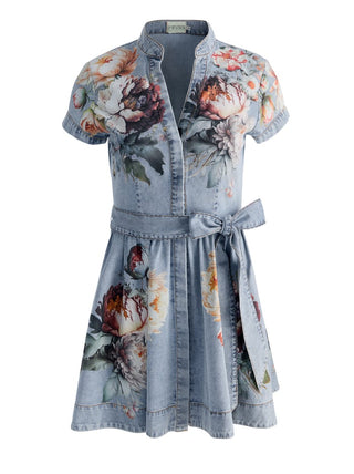 Alice + Olivia Lucy Mini Denim Shirt Dress - Sierra Vintage/Multi