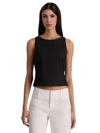 Alice + Olivia Yvette Boat Neck Tank - Black