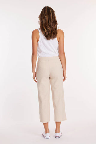 Cropped Easy Fit Drawstring Pants - Sand