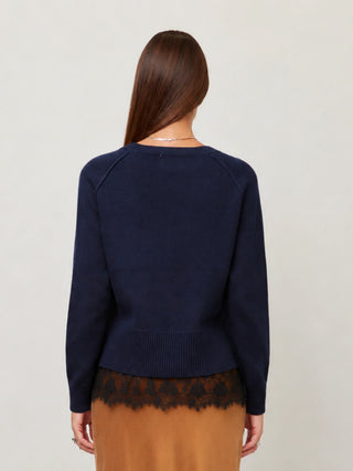 Fifteen Twenty - Camila Lace Layered Sweater Navy