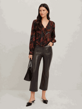 Fifteen Twenty Sigourney Pintuck Pants Faux Leather - Brown