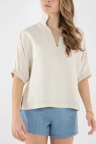 Poppy Top - Sandshell Linen