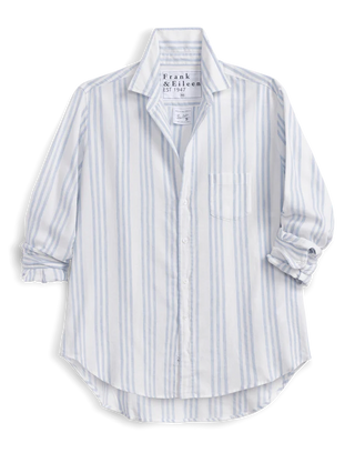 Eileen Relaxed Button-Up Shirt - Multi Blue Stripe