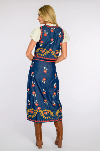 `Kit Vest - Denim Embroidery