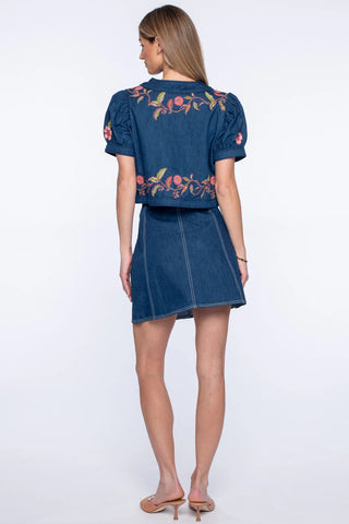 Elizabeth James Coco Top - Denim Embroidery