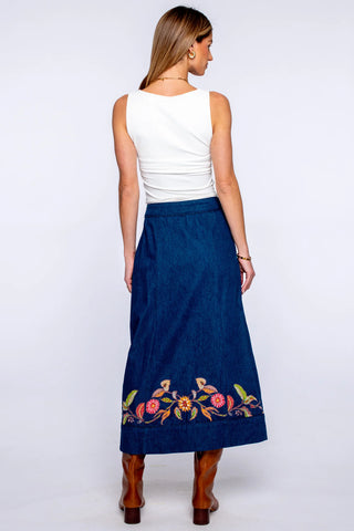 Elizabeth James Frannie Skirt - Denim Embroidery