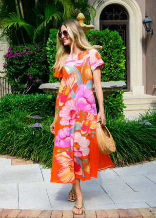 Elizabeth James - Tess Midi DRess - Sunset Blooms