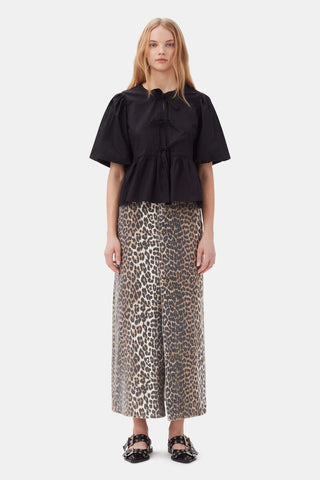 Ganni Cotton Poplin Peplum Blouse - Black