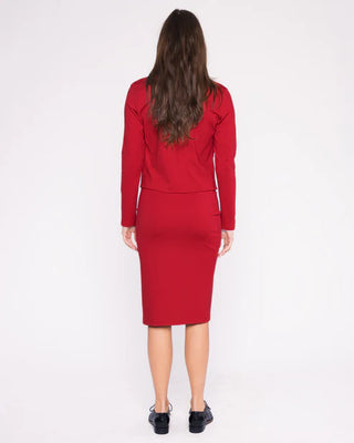 Ponte Knit Pencil Skirt - Red