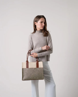 Graf Lantz Jaunt Merino Wool Midi Tote - Ash Brown/ Feather