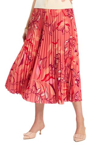 Cara Pleat Midi Skirt - Multi Pink