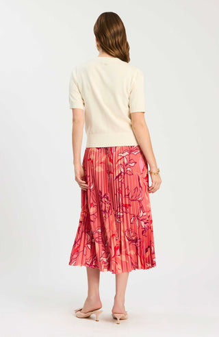 Cara Pleat Midi Skirt - Multi Pink