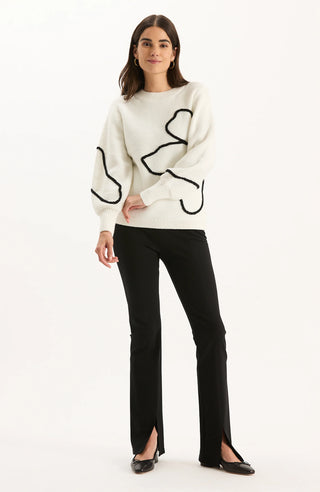 Millie Etched Mock Sweater - White
