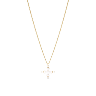 Gumdrop Cross Delicate Necklace - Pearl