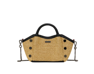 Hammitt Paul Mini - Noir Smooth Raffia Gun Metal