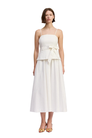 Samantha Mixed Media Midi Dress - White