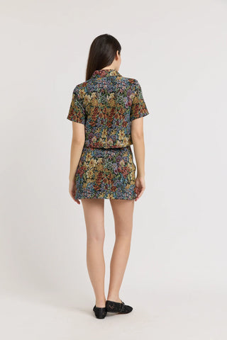 En Saison Mischa Mini Skirt - Black Floral Multi