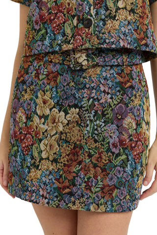 En Saison Mischa Mini Skirt - Black Floral Multi