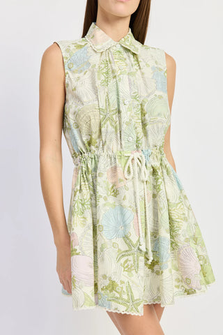 En Saison Blair Mini Shirt Dress - Ivory Olive Multi&nbsp;