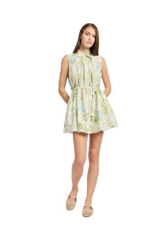 En Saison Blair Mini Shirt Dress - Ivory Olive Multi&nbsp;