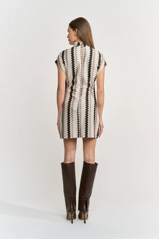 En Saison Devon Mini Dress - Ivory Taupe Black