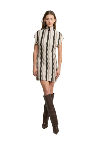 En Saison Devon Mini Dress - Ivory Taupe Black