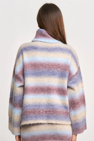 En Saison Erin Turtleneck Sweater - Blue Brown Ombre