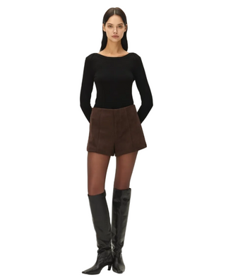 Elodie Marais Faux Suede Shorts - Chocolate Fondant